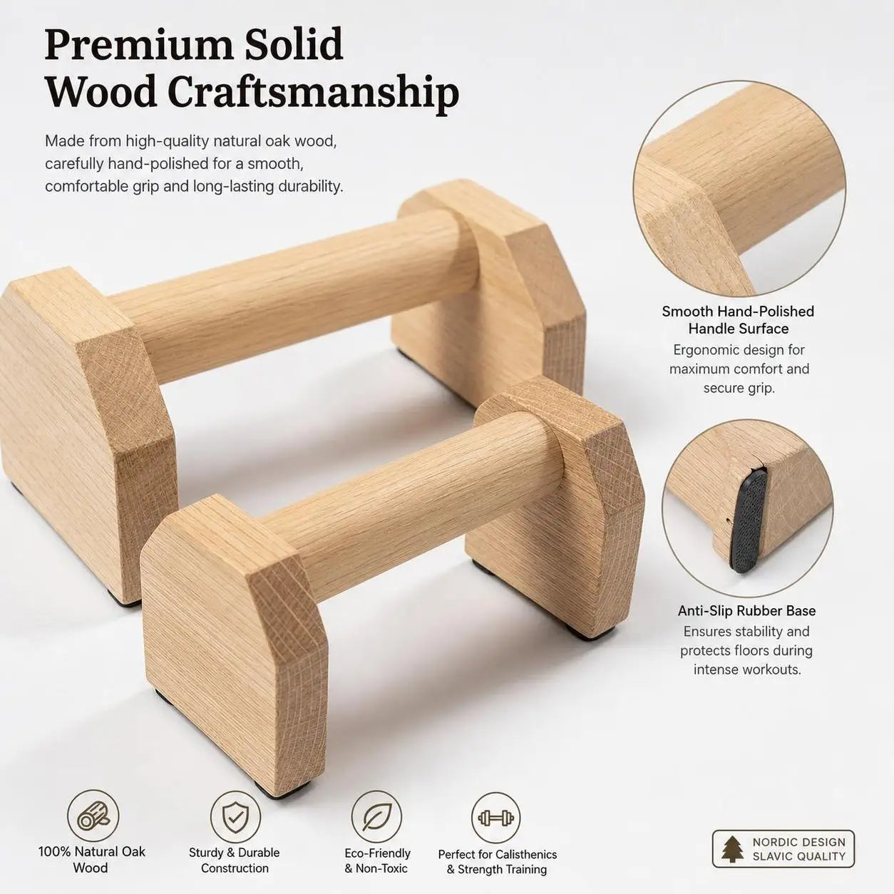 Wooden Push up Bars Parallettes Set