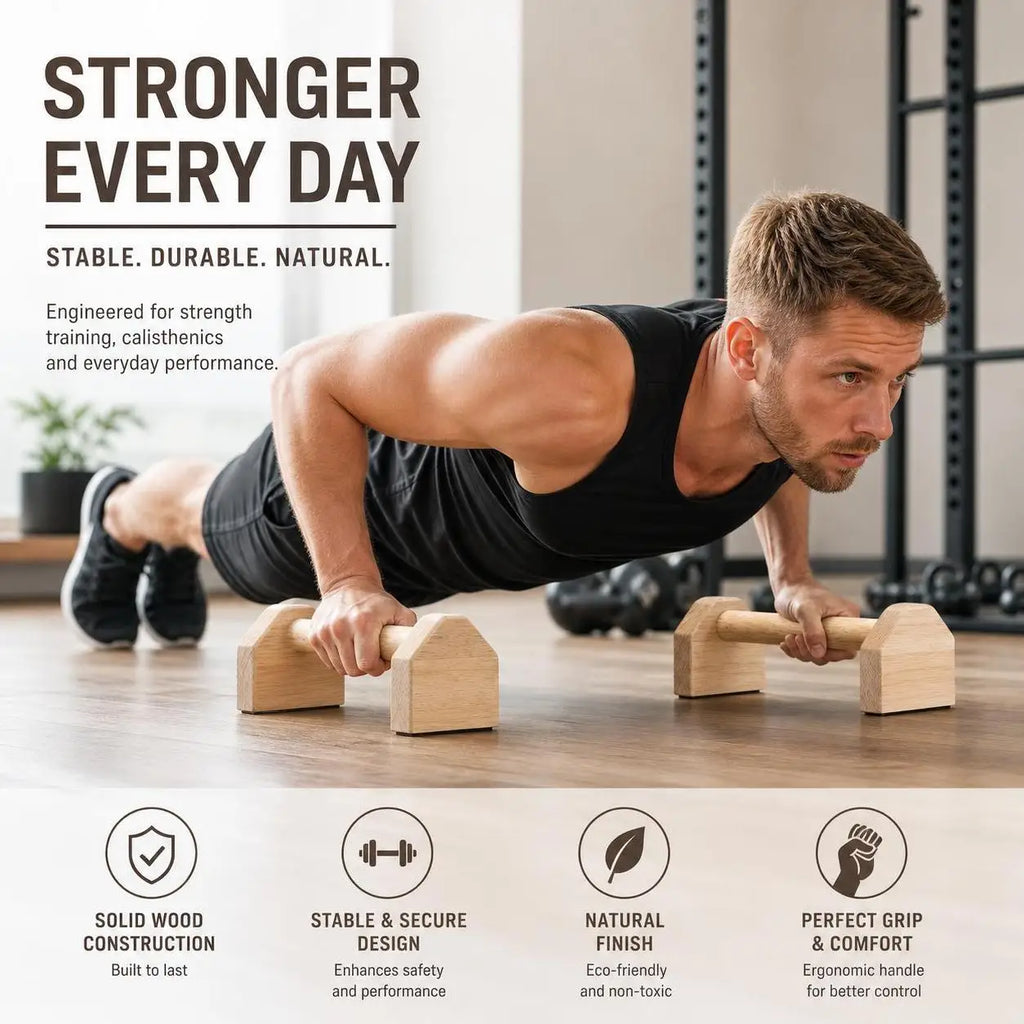 Wooden Push up Bars Parallettes Set
