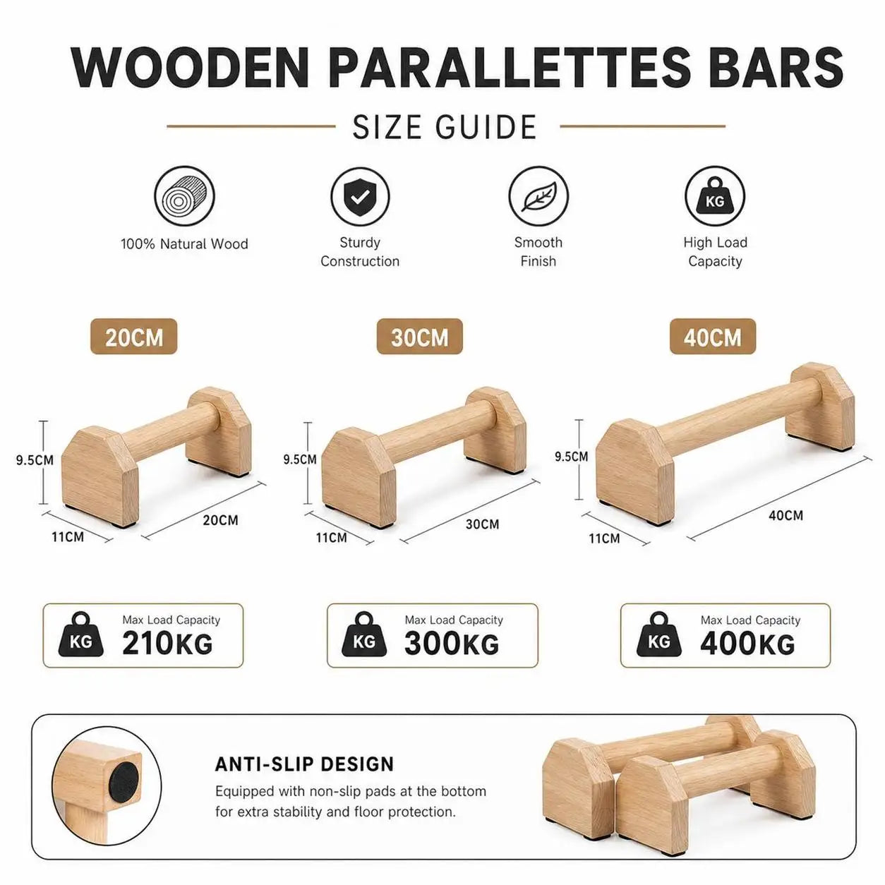 Wooden Push up Bars Parallettes Set