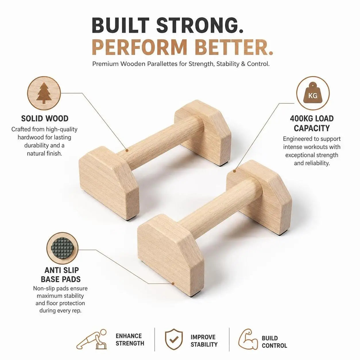 Wooden Push up Bars Parallettes Set